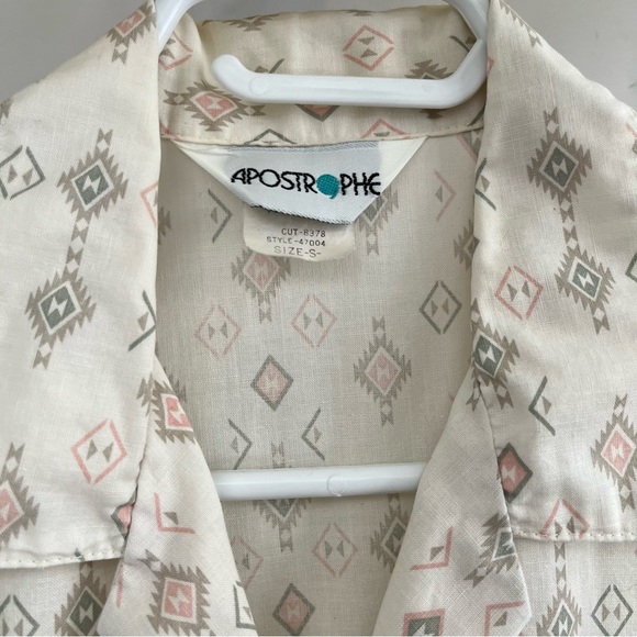 Vintage 1970s Apostrophe Made In USA  - Aztec Western Blouse Shirt Women's S - Picture 3 of 4